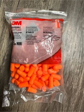 3M E-A-Rsoft Disposable Foam Earplugs 80 Pair 32dB NRR Orange Neon Hearing